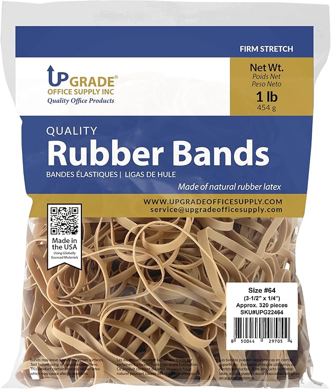 Upgrade Rubber Bands, Size 64, 1 lb Bag, Made in USA