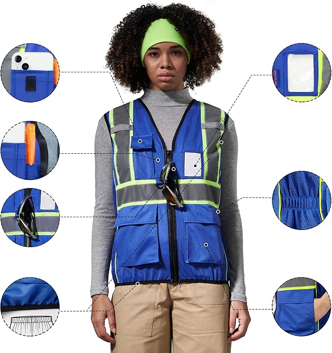 AYKRM Custom Logo Personalised Printed High Visibility Reflective 2 two tone work construction Safety Vest