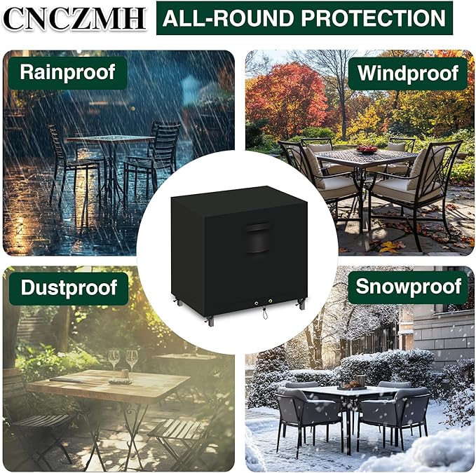 Heavy Duty Patio Furniture Covers Waterproof, 600D Outdoor Furniture Cover Waterproof for Sectional Sofa Couch, Outdoor Dining Table and Chair Set Covers 19''L x 15''W x 18''H, Black