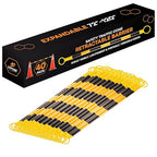 Retractable Barrier for Safety Traffic Cones - 2" OD - Large Yellow and Black Bar Barricade - for Road Construction, Parking, Warning, Temporary Security Divider (40, Yellow & Black, 72" x 120")