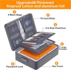 DocSafe 5200°F Document Organizer with Lock,Upgraded Heat Insulated Fireproof＆Waterproof Box 8 Layers File Organizer,Portable Home Travel Safe Storage for Important Documents, Files,Gray (Soft)