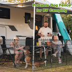 8 Panels No Dig Decorative Garden Fence with Gate for Yard, 48 in(H) X 21 ft(L) Animal Barrier Fencing for Outdoor Dog, Metal Portable Garden Fences for Borders, Pets, Landscape, Temporary Fence