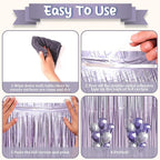 3 Pack 3.3 x 8.2 ft Light Purple Foil Fringe Backdrop Curtains, Tinsel Streamers Party Decorations, Fringe Backdrop, Door Shimmer for Baby Shower or Birthday Party