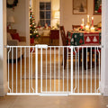 57.5-62" Extra Wide Baby Gate for Doorways,30" Tall Double Lock Mechanism Metal Dog Gate Pressure Mount，Automatic Closing Child Safety Gate,White