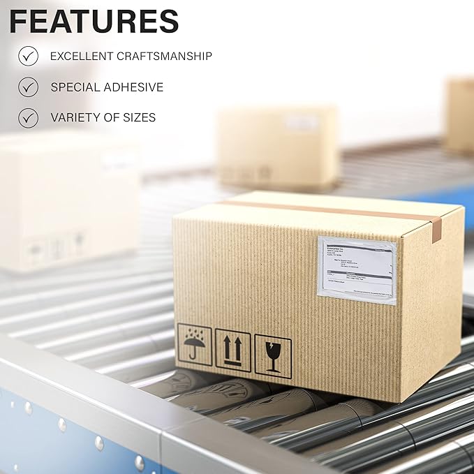 MT Products Blank Envelope Shipping Label Sleeves - 4" x 6" Packing Slip Pouches for Shipment/Return - Pack of 100