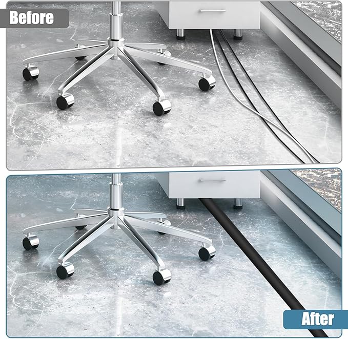 Floor Cord Covers for Wires 3.3FT Cable Hider Wire Cover Self Adhesive Cord Hider Floor for Offices, Homes, Workshops, Warehouses Cable Cavity 0.39" W x 0.27" H