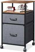 DEVAISE Mobile File Cabinet, Rolling Printer Stand with Open Storage Shelf, Fabric Vertical Filing Cabinet fits A4 or Letter Size for Home Office, Rustic Brown