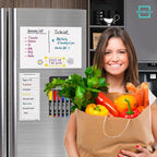 Magnetic White Board for Fridge - 8'X12' Dry Erase Board with 6 Markers - Refrigerator Magnet