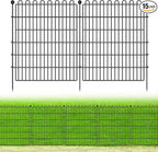 15 Panels No Dig Decorative Garden Fence for Yard, 32 in(H) X 35.4 ft(L) Animal Barrier Fencing for Outdoor Dog, Metal Portable Garden Fences for Borders, Pets, Landscape, Temporary Fence
