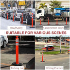 OrangeStar 3 Packs 45" Traffic Delineator Post with Base, Orange Delineator Post Cones w/Reflective Collar for Driving Practice, Construction Work, Parking Lot