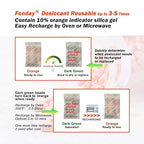 5g x 30 packs Fonday Rechargeable Silica Gel Desiccant Packets Food Grade Fast Reactivate Desiccant Bags Moisture Indicating Orange to Green