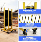 Industrial Expandable Barricade,Folding Security Gate Safety Barricade with Casters,Mobile Barrier Gate Outdoor,Adjustable Traffic Fence for Road Construction, Traffic Control,Pool (11FT)