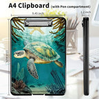 A4 Clipboards,Heavy Duty Waterproof Nursing Plastic Folder Clipboard with Storage Clip Boards,File Folder Storage Box Clipboard Case for Teacher,Doctor,Offices,Turtle