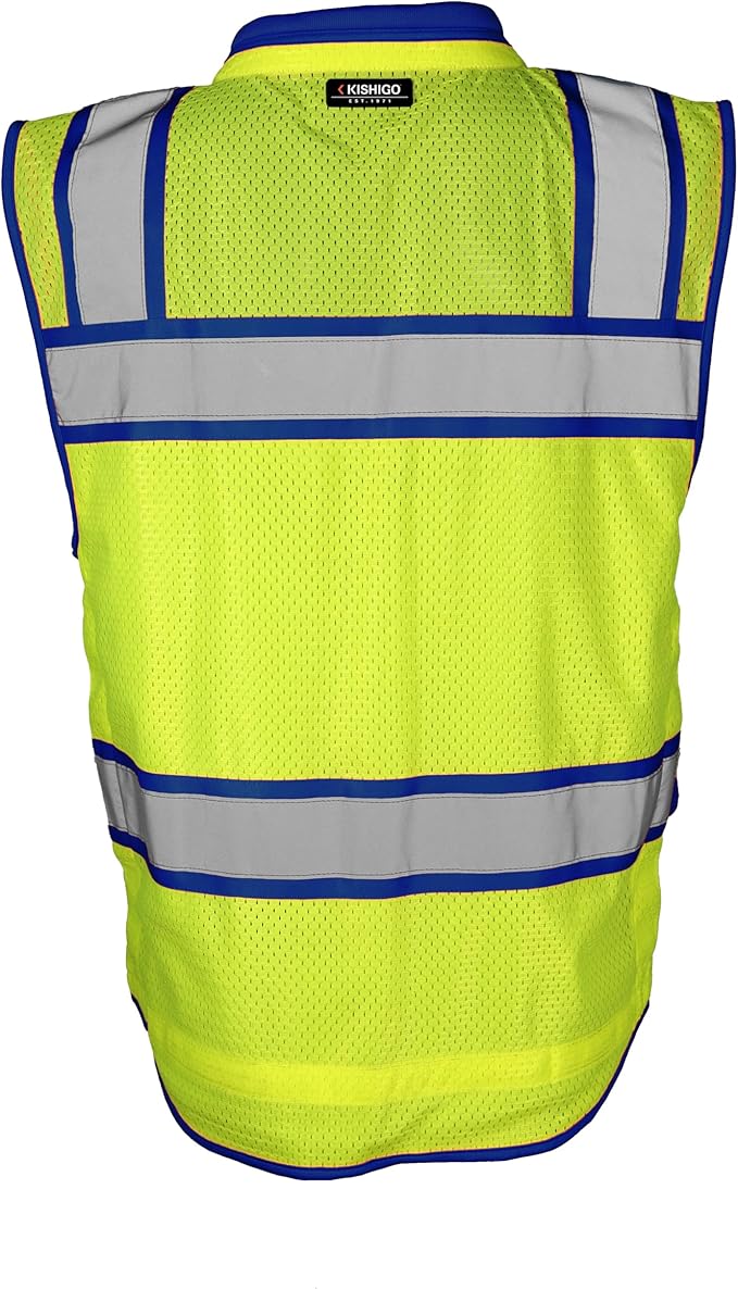 Kishigo Men's High Visibility Reflective Color Contrast Performance Surveyors Vest S5042