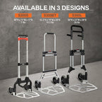 Vergo 275 Ibs Capacity Folding Hand Truck Dolly – Lightweight Aluminum Frame Dolly Cart with 42" Telescoping Handle, Compact Hand Cart with 7” Rubber Wheels - Ideal for Multi-Purpose Use (S300BT)