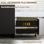 3 Drawer File Cabinet with Lock and 4 Keys, Mobile Metal Filing Cabinet, File Cabinets for Home Office, Under Desk, Pre-Assembly, File Drawer, Letter/Legal/A4 Hanging File Folders