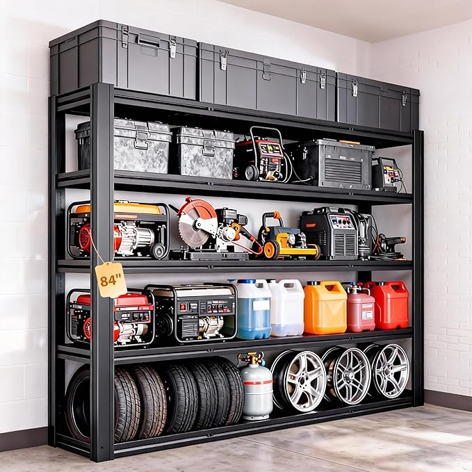 Metal Storage Shelves Unit,5-Tier Adjustable Heavy Duty Garage Shelving,3500LBS Garage Storage Industrial Shelves,Storage Racks,Steel Shelf Suitable for Shop,Warehouse,Basement