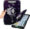 File Clipboard Storage with Pen Holder High Capacity Plastic Nursing Clipboards File Folder Storage Box Clipboard with Heavy Duty Clips for Teacher,Doctor,Offices-Moonflower