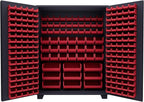 Jamco Tool Storage Cabinets with Bin Mounts, Model DE, Includes 230 Bins, 60-Inch W x 24-Inch D x 78-Inch H, Red Bins