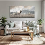 ZHENGYIN Large Bull Elk Wall Art, Deer Wildlife Canvas Print, Rustic Modern Farmhouse Wall Decor for Living Room Office, Above Sofa, 24x48 Inch