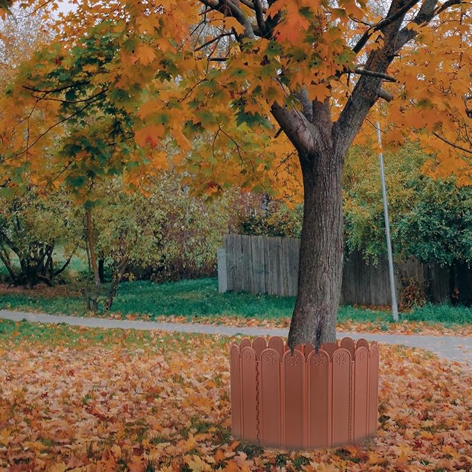 Plastic Garden Lawn Fence Panel Deep Brown Decorative Temporary Outdoor Border for Flower Beds Vegetable Gardens Courtyards Reusable Landscape Edging for Home and Balcony