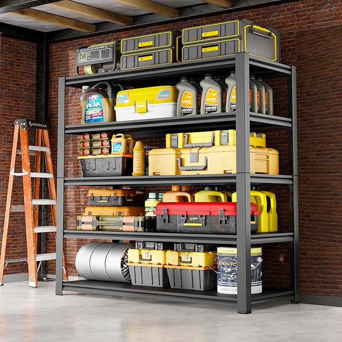 72''H Garage Shelving Heavy Duty,3000LBS Storage Shelves,5-Tier Adjustable Metal Shelve Storage Shelf Rack, Industrial Shelving Unit for Garage,Warehouse,Basement (47" W x 23.6" D x 72" H) 2PC