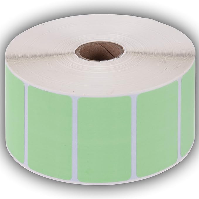 2.25" X 1.25" Direct Thermal Perforated Stickers Labels for Barcodes, Address, Consignment - Compatible with Zebra, Rollo, Godex and More (Green, 6 Rolls)