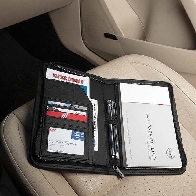 Samsill Car Registration and Insurance Holder, Owner's Maunal Glove Box Organizer, 7.25 x 10 inches, Car Document Holder, Black