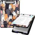 Clipboard with Storage, High Capacity Plastic Storage Clipboard with Low Profile Clip for Women Teachers Work, School & Office Supplies, Cute Pattern Decorative Clipboards, Cat