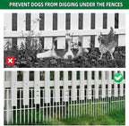25 Panels Garden Fencing Animal Barrier, 17in (H) X 27ft (L) No Dig Dog Fence, 1.25 in Gap Fence Border for Dogs Rabbits, Rustproof Metal Decorative Fences Blocker for Outdoor, Yard, Patio, White