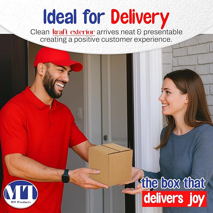 MT Products Sturdy Kraft Corrugated Cardboard Shipping Boxes 7" x 7" x 7" - Small Mailing/Moving Boxes for Transport - Pack of 10