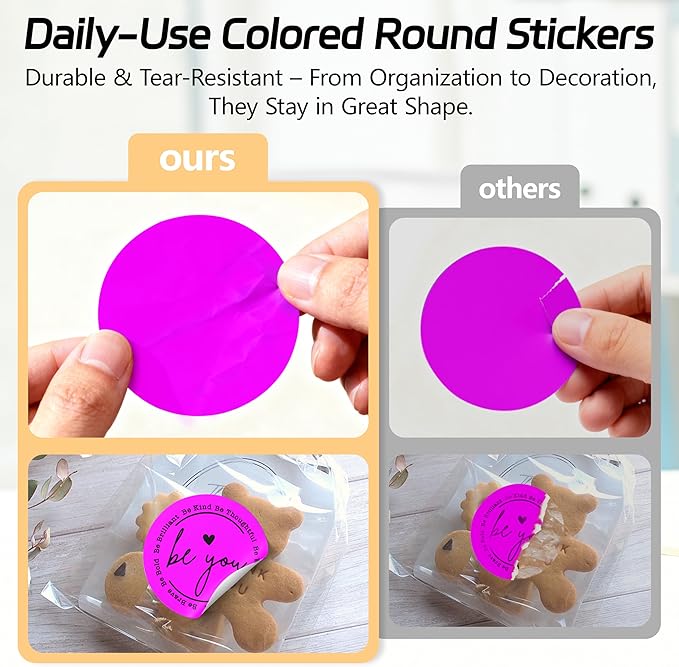 2 inch Dot Stickers Labels Circle Garage Sale Sticker 750Pcs Round Thermal Printer Stickers Printable Writable Price Labels for Yard Sale, Fluorescent Purple