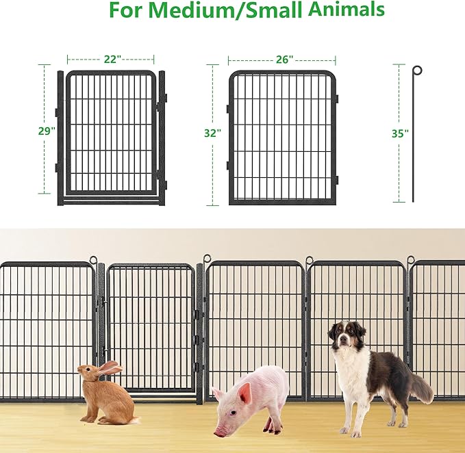 Decorative Garden Fence with Gate, 32 in(H) x 43 ft(L) Rustproof Metal Fence Panels No Dig Fence with Full Panel Gate, Dog Fence Outdoor for Yard, Animal Barrier Garden Fencing for Yard