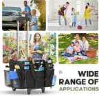 Rolling Cleaning Caddy Bag with Detachable Trolley, Cleaning Supplies Organizer Cart on Wheels, Cleaning Supply Caddy for Housekeepers, Large Professional Detailing Bag Tote for Home, Car (Black)