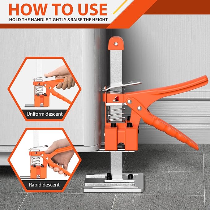 Labor Saving Arm Jack Handle 2 Pack,15 in Construction Jack,Multifunctional Furniture Jack for Installing Cabinets and Wall Tile Height Adjuster Handheld Lifter Tool, Load 440LBS