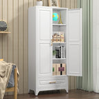 Kitchen Pantry Cabinet with Drawer, 75" Tall Pantry Cabinets for Kitchen Storage, Metal Storage Cabinets with Doors and Shelves, Freestanding Cupboards for Dining Room, White, Assembly Required