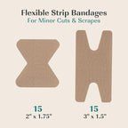 FEBU Eco-Friendly Bamboo Fingertip Bandages | PFAS Free Knuckle Bandages for First Aid | Flexible Fabric Wound Dressing | Fully Compostable, Latex Free Bandage | 30 Count Knuckle & Finger Bandage
