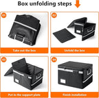 2000°F Fireproof & Waterproof Document Box with Lock, Collapsible Portable Organizer for Office Files, Safe Storage for Hanging Letter/Legal Folders (Black, 14.2x10.6x4.1in)