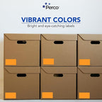 Perco Fluorescent Orange 3x5 Inch Perforated Sticker Labels — 150 Stickers/Roll — with Permanent Adhesive for Inventory Management, Color Coding, Moving Boxes, Retail, Organizing & Crafts—Made in USA