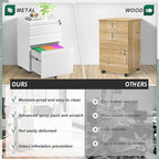 Superday File Cabinet 3 Drawer, Fully Assembled Metal Rolling Vertical Filing Cabinet with Wheels, Small Under Desk File Cabinets for Home Office (White)