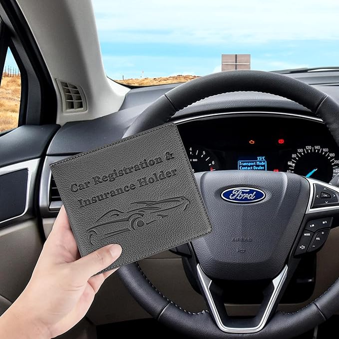 Car Registration and Insurance Holder, Premium PU Leather Vehicle Glove Box Car Organizer Men Women Wallet Accessories Case for ID, Driver's License - Grey