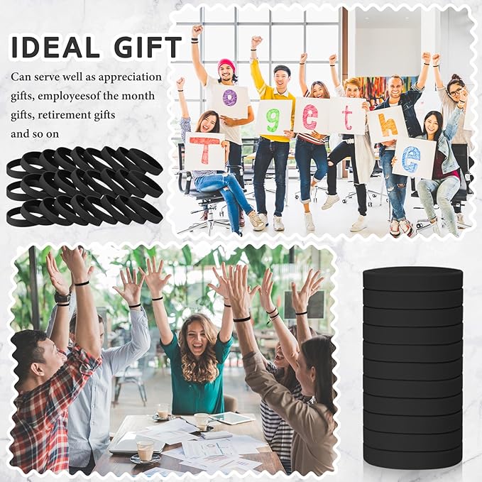 Liliful 100 Pcs Silicone Rubber Wristbands Rubber Wristband Bracelet Bands for Silicone Wristbands for Women Men(Black)