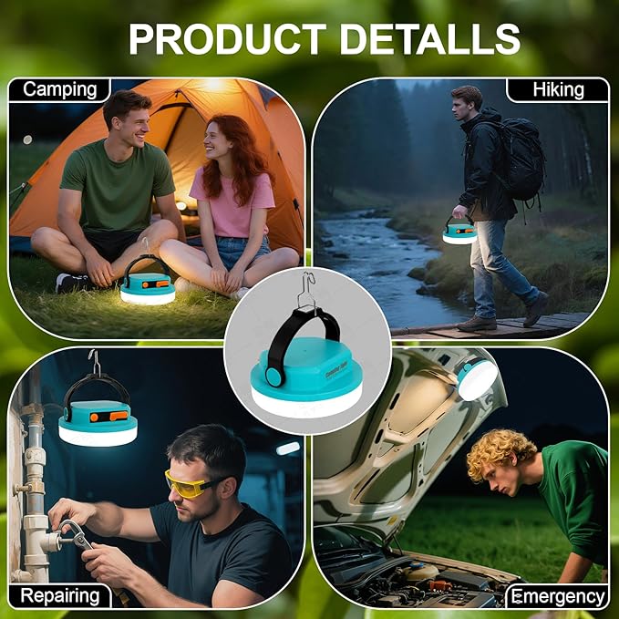 Rechargeable Camping Light MAYDENG 4000mAh , 100W, Waterproof LED Light. Suitable for Outdoor Emergencies, Hiking, and Backpacking.