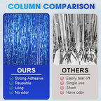 3 Pack 3.3x8.2 Feet Blue Foil Fringe Backdrop Curtains, Tinsel Streamers Birthday Party Decorations, Fringe Backdrop for Graduation, Baby Shower, Gender Reveal, Disco Party