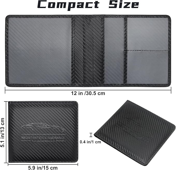 Car Registration and Insurance Holder with Magnetic Shut, Vehicle License Document Glove Box Compartment Organizer - For Documents, License, Cards