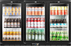 Tylza Back Bar Cooler With 3 Glass Doors, 312L Under Counter Back Bar Refrigerator with LED Lighting, Safety Locks, Counter Height Bar Beverage Cooler for Beer, Soda Drinks, Wine, Black