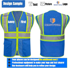 BeautyWill Custom Safety Vest Customized Logo Class 2 High Visibility Reflective Vest with Pockets Construction workwear