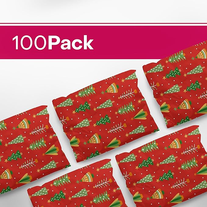 10x13 Poly Mailers – Christmas Tree – Waterproof, Tear-Resistant Shipping Bags with Adhesive Seal – 100 Pack – Package Mint