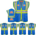 Custom Safety Vest with Logo Pockets High Visibility Reflective Vests Construction Security Workwear