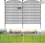 No Dig Decorative Garden Fence 5 Panels with Gate, 40 in (H) x 11.8 ft (L), Dog Fence Outdoor for Yard，Rustproof Metal Animal Barrier Ground Stakes Fencing for Garden, Patio, Flower Bed